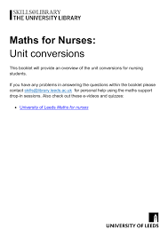 maths for nurses unit conversions