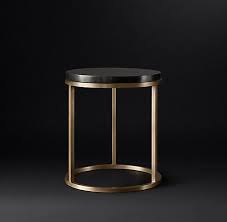 Rh Modern S Nicholas Marble Round Collection Black Marble 38 Burnished Brass Marble Side Table Round Black Marble Side Tables Side Table