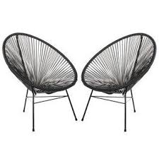 Set Of 2 Acapulco Basket Lounge Chairs Black Metal Outdoor Seating In 2020 Metal Patio Furniture Diy Patio Furniture Patio Furnishings