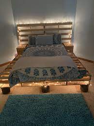 wood pallet bed w tree stumps pallet furniture bedroom pallet bed frame diy pallet bed frame