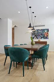 The rectangular dining table have prime qualities and discounts that give you value for money. Shaynna Blaze Loved The Emerald And Walnut Combination Of The Dining Table Photo Channe Velvet Dining Room Chairs Farmhouse Table Chairs Velvet Dining Chairs
