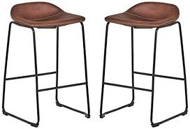 Rivet Mid Century 2 Pack No Back Bar Stools 32 3 H Brown Bar Stools Counter Bar Stools Stool