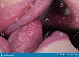 Tongue Kiss Love, Lesbian Concept. Oral Sex, Tongue Close-up Kiss Stock  Photo - Image of excitement, background: 153189784