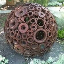 I See All Your Spheres And Raise You A Gear Sphere Oddlysatisfying Metal Tree Wall Art Scrap Metal Art Metal Yard Art