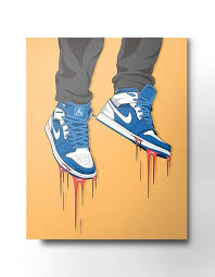 Nike Air Jordan 1 Retro Sneakers Printed And Framed Synthetic Canvas Art This Is An Original Print Illustrated By Me Art Canvas Art Painting Small Canvas Art