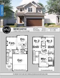 2 Story Traditional House Plan Newcastle Town House Plans Narrow Lot House Plans Narrow House Plans