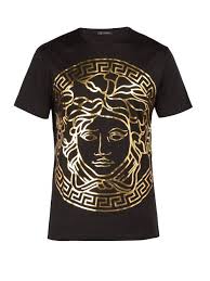A great design for bikers, pirates and fans of halloween or other scary stuff. Versace Versace Medusa Gold Print T Shirt Mens Black Gold Versace Cloth Cheap Mens Fashion Gold T Shirts Gold Print