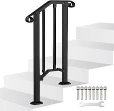 Step railing outdoor railings for steps outdoor stair railing outdoor steps outdoor landscaping backyard patio backyard privacy backyard ideas outside handrails. Cheap Online Ywhsm Handrails For Outdoor Steps Stair Railing Kit Black Metal Handrail Bracket Picket Fits 1 To 2 Step Wrought Iron Safety Staircase Handrails Exclusive Designs Laquimica Ec