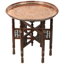 20th Century Moroccan Copper Tray Table With Folding Base In 2020 Tray Table Copper Tray Moroccan Table