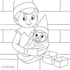 Elf Cradling Baby Doll - Coloring.app