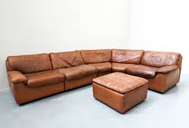 Stunning sectional/modular sofa set in beautifully patinated beige leather by laauser, germany. Modular Cognac Leather Sofa By De Sede 1970s 165996