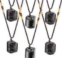 Hicarer Black Tourmaline Crystal Stone Necklace & Amulet - 6 Pieces  Tourmaline Pillar Pendant for Men