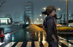 If there is no picture in this collection that you like, also look at other collections of backgrounds on our site. Hd Wallpaper Anime Boy Cat Raining Scenic Sad Loneliness Wallpaper Flare
