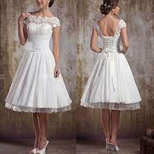Beautiful Elegant Short Cheap Wedding Dress Bridal Gown Custom Size With Lace Short Bridal Gown Lace Wedding Dress Vintage Tea Length Wedding Dresses Lace