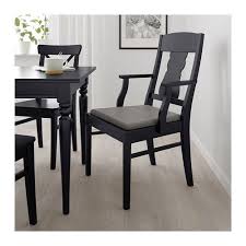 Ingatorp Black Nolhaga Grey Beige Grey Beige Chair With Armrests Ikea Comfortable Dining Chairs Chair Toddler Table And Chairs