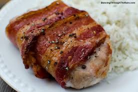 One benefit of these baked thin pork chops is that they cook in the same amount of time the vegetables need. Easy Bacon Wrapped Pork Chops Dancing Through The Rain