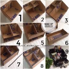 Bahan karton kotak tisu, cocok untuk diolah jadi berbagai kerajinan tangan lho! Tutorial Cara Membuat Rak Make Up Make Up Organizer Dari Kardus Dekor Rumah