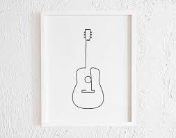 Guitar Drawing Print Printable Minimalist Guitar Doodle Wall Decor Modern Music Instrument Gallery Art Classical Folklore Salsa Merengue Doodle Wall Guitar Doodle Guitar Drawing
