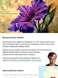 Adichie introduces ifemelu at a time when she has created a successful identity for herself as an american citizen: Purple Hibiscus Background With Plot Overview Nigeria Biafra