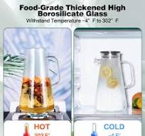 Amazon.com: Perjoy Glass Pitcher with Lid, 68 oz Leak Proof ...