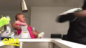 Baby Laughs Hysterically At Dad S Boxing Moves L Gma Digital Youtube