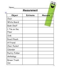 Measurement And Estimation Table Teaching Measurement Measurement Worksheets Math Measurement
