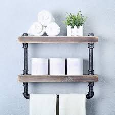 Check spelling or type a new query. Mbqq Industrial Pipe 2 Tier Bathroom Shelves Wall Mounted 19 7 Towel Rack With Towel Bar Utility Storage Shelf Rack Floating Shelves Towel Holder Rustic Bathroom Wall Shelf Over Toilet Buy Online In Dominica At Dominica Desertcart Com Productid