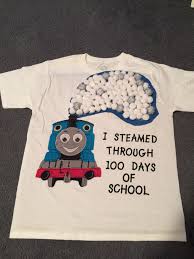 100 Days Of School T Shirt With A Thomas The Train Theme For My Thomas Crazy Son 100 Pom Pom Ba 100 Days Of School 100 Day Of School Project School Tshirts