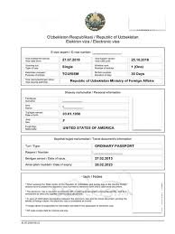 Uzbekistan Visa Sample Visa Online Visa Uzbekistan