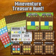 Mineventure Treasure Hunt Party Game Instant Download Etsy Treasure Hunt Party Games Minecraft Party
