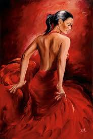 Back View Of A Dancer Wearing A Red Dress Art Dancer Poster Dancer Painting Canvas Poster