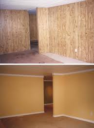 Don T Remove Wood Panels Prime Drywall Mud Paint Harkensweat Sweatequity Panelingwall Paneling Makeover Manufactured Home Remodel Wood Paneling Makeover