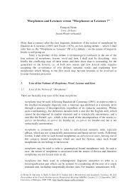 Pdf Morphemes And Lexemes Versus Morphemes Or Lexemes