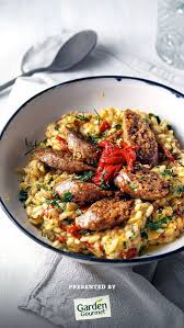 Vegane Bratwurst Mit Zitronen Paprika Risotto Rezept Bratwurst Risotto Gesunde Rezepte