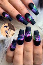 Black Rainbow Smoke Smoky Nails Neon Acrylic Nails Rainbow Nails Design Gothic Nails