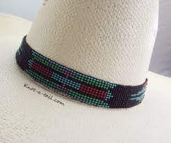 Beaded Hatband Strecth Hat Band Amazing Colors Beaded Etsy Cowboy Hat Bands Beaded Hat Bands Hat Band