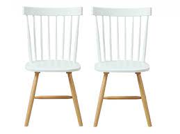Lot de 2 chaises hautes bois blanc 47x41x95 5cm decoration d. Lot De 2 Chaises Scandinaves En Bois D Hevea Elvine Blanc