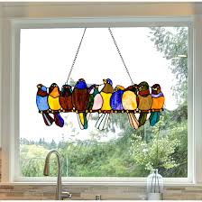 Birds On A Wire Stained Glass River Of Goods Birds On A Wire 9 25 Inch Stained Glass Window Panel 24 25 L X 0 25 W X 9 5 H Stained Glass Birds Stained Glass Stained Glass Lamps