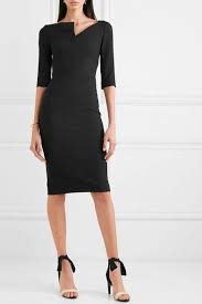 Roland Mouret Eti Vestido Midi De Crepe Net A Porter Com Black Dress Accessories Black Dress Black Dress Outfits
