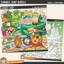 Spring, summer, fall, winter campsite type: Summer Camp Clip Art And Line Art Bundle
