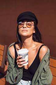 Sunshine And Coffee Weekend Style Black Baker Boy Hat Round Glasses Lifestyle Blogger Spring Autumn Outfit Outfits With Hats Black Women Fashion Baker Boy Hat