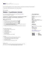 Ein respektvoller, wertschätzender umgang mit bewerbern, mitarbeitern und kunden sind gelebte. Maler Lackierer M W