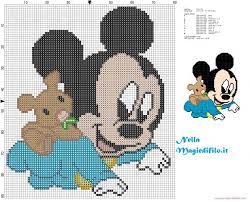 Mickey minnie mouse grosgrain ribbon. Baby Mickey Mouse Crawling With Teddy Bear Click To View Baby Mickey Mouse Baby Mickey Cross Stitch Baby