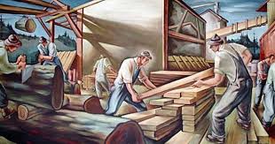 Lumber Workers Carl Morris Wpa Mural Eugene Or Post Office American Scene Painting Art