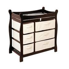 Espresso Wood Baby Diaper Changing Table With 6 Storage Baskets Baby Changing Tables Diaper Changing Table Changing Table
