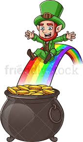 I was contemplating with my brief bit of silence, what cool seasonal things i could draw for the upcoming holidays. Leprechaun Sliding Into A Pot Of Gold Cartoon Vector Clipart Friendlystock Leprechaun Clipart Gold Drawing Pot Of Gold