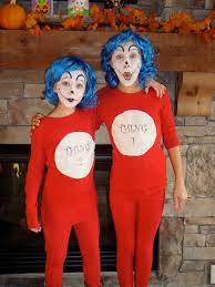 Homemade Thing 1 And Thing 2 Costumes Halloween Makeup Halloween Costumes For Kids Halloween