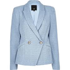 Light Blue Boucle Cropped Blazer Blazers Coats Jackets Women Blazer Jackets For Women Cropped Blazer Blazer