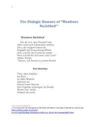 Wanderer's nightsong (original german title: Doc Goethe The Dialogic Essence Of Wandrers Nachtlied Julian Scutts Academia Edu