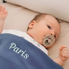 Personalised Knitted Name Blanket Bassinet Embroidered Name Blanket
